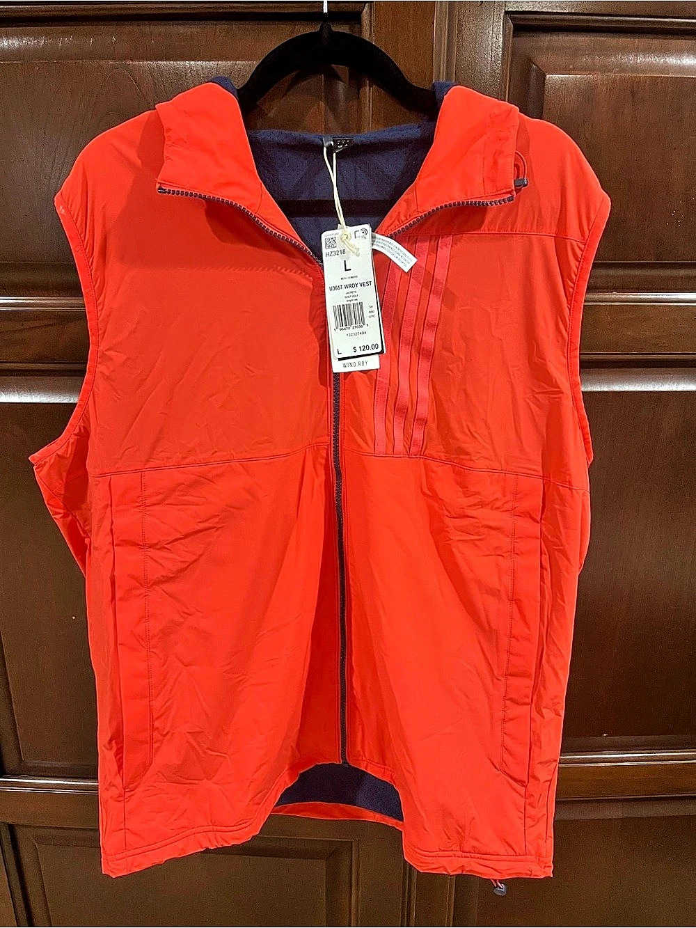 *NWT* adidas Ultimate365 Tour WIND.RDY Vest Orange & Blue Large